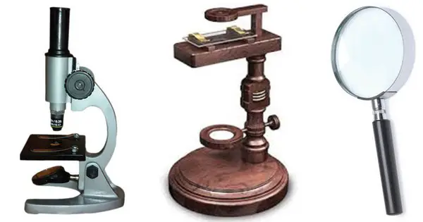 image shows the evolution of a simple microscope